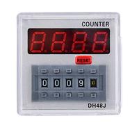 Acouto Compteur Numérique Programmable Dh48J-A, Relais temporisé, Affichage LED 1-999900, 11 Broches, Impulsions Numériques (24VAC/DC)