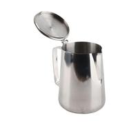 Acouto Pichet à Mousse de Lait Pichet à Crème en Acier Inoxydable 600 Ml avec Couvercle et Bec Anti-goutte Poignée Ergonomique pour Latte Art café Maison café Restaurant (600 ml)