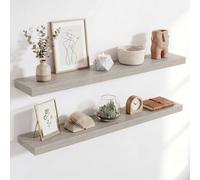 Acovy Étagère Murale en Bois, Version Extra résistante, Longueur 100 cm, Tablette Murale pour Salon, Salle de Bain, Chambre, Cuisine, Gris, Lot de 2