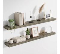 Acovy Étagère Murale en Bois, Version Extra résistante, Longueur 120 cm, Tablette Murale pour Salon, Salle de Bain, Chambre, Cuisine, chêne Gris, Lot de 2