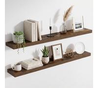 Acovy Étagère Murale en Bois, Version Extra résistante, Longueur 120 cm, Tablette Murale pour Salon, Salle de Bain, Chambre, Cuisine, Brun Vintage, Lot de 2
