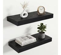 Acovy Étagère Murale en Bois, Version Extra résistante, Longueur 40 cm, Tablette Murale pour Salon, Salle de Bain, Chambre, Cuisine, Noir, Lot de 2