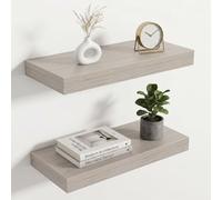 Acovy Étagère Murale en Bois, Version Extra résistante, Longueur 40 cm, Tablette Murale pour Salon, Salle de Bain, Chambre, Cuisine, Gris, Lot de 2