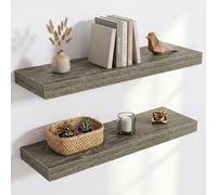 Acovy Étagère Murale en Bois, Version Extra résistante, Longueur 60 cm, Tablette Murale pour Salon, Salle de Bain, Chambre, Cuisine, chêne Gris, Lot de 2