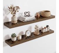 Acovy Étagère Murale en Bois, Version Extra résistante, Longueur 90 cm, Tablette Murale pour Salon, Salle de Bain, Chambre, Cuisine, Brun Vintage, Lot de 2