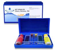 acquaverde | Kit d'analyse pour l'eau de piscine, test du pH, chlore et brome - Ensemble complet de tubes, échelle colorimétrique et réactifs en coffret pratique
