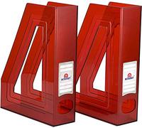 Acrimet Porte-Revues, Support Durable, Organisateur pour Dossiers pour Bureau (Plastique) (Couleur Rouge Transparent) (Lot de 2)