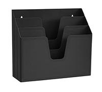 Acrimet Trieur de Documents Horizontal 3 Compartiments, A4, Noir | Ouvert sur le dessus, 3 compartiments décalés, mural ou de bureau, en plastique, idéal pour dossiers, documents et courrier