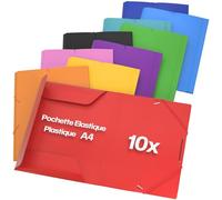 ACROPAQ - 10 x Chemise à Élastiques A4 - Jusqu'à 200 pages, Largeur dos 2,5 cm, Fermeture élastique, Arc en ciel, Collection de Couleurs "Nature" - Chemises pour documents A4, Chemises à Dossier