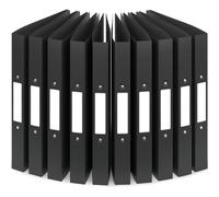 ACROPAQ - 10 x Classeur souple A4 | 2 anneaux | Avec étiquettes de dos, Dos de 3,5 cm, Couleur Nuit de la collection Nature - Petit classeur plastique A4 souple, Classeurs Noir, Farde