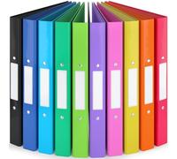 ACROPAQ 10x Slim Classeurs à anneaux - Classeur A4 disponibles en 10 couleurs vives avec 2 anneaux, Etiquettes pour le dos incluses, Classeurs slim 200 feuilles, Largeur du dos 4 cm - Multicolore