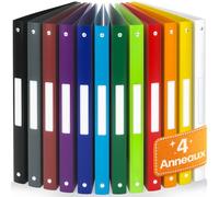 ACROPAQ - 12 x Classeur souple A4 | 4 anneaux | Avec étiquettes de dos, Dos de 2,5 cm, Couleur Arc de Couleur de la collection Nature - Petit classeur plastique A4 souple, Classeurs 4 anneaux, Farde