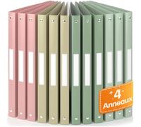 ACROPAQ 12x Classeur A4- 4 Anneaux- Dos 2,5 cm pour 100 feuilles- Étiquettes de Dos- PP- Souple- Résisitants à l'eau- Couleur Terre
