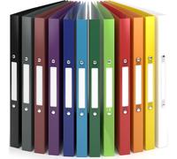 ACROPAQ - 12 x classeurs à anneaux A4, Classeur, Couleurs vives, Avec étiquettes de dos, Largeur de dos 2,5 cm, Anneaux 2-O de 16 mm de diamètre, Polypropylène mat - Classeurs à anneaux