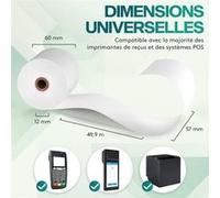 ACROPAQ 20 Rouleaux de Caisse 57x60x12mm- Thermique 49,9 m-Terminaux de paiement- 20 Bobines TPE- Sans BPA- Dimension Universelle
