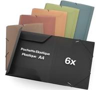 ACROPAQ - 6 x Chemises à Élastiques A4 - Jusqu'à 200 pages, Dos de 2,5cm, Fermeture Élastique Multicolore G