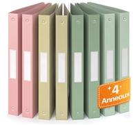 ACROPAQ 8x Classeur A4- 4 Anneaux- Dos 3,5 cm pour 200 feuilles- Étiquettes de Dos- PP- Durable- Résisitants à l'eau- Couleurs