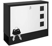 ACROPAQ - Boîte aux lettres - 36,5 x 30 x 11 cm, serrure avec cylindre de fermeture, compartiment à journaux, fenêtre de visualisation, étanche, montage facile - boîte aux lettres murale - noir/blanc