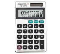 ACROPAQ - Calculatrice de Poche - Écran LCD 12 Chiffres, Double Alimentation, Mémoire, Extraction de Racine carrée, Convertisseur de devises, Fonction de contrôle et calcul de pourcentage - Gris