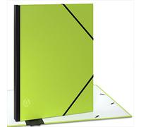 ACROPAQ Carton à dessin A3- 34 x 45 cm, Avec fermeture élastique, Dos extensible pour plus d'espace- Vert- Certifié FSC