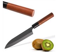 ACROPAQ Couteau Damas Lame de 7 pouces (17 cm), Acier Damas inoxydable (dureté 57 HRC), Manche ergonomique en ébène et cerisier - Couteau Santoku, Couteau de cuisine Damas