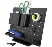 ACROPAQ Organiseur de bureau organiseur de bureau avec porte-stylo, compartiments de tri, crochets et aimant, tableau d'accrochage avec 6 fixations, personnalisable - Noir