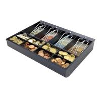 ACROPAQ - Plateau de tiroir-caisse - Compatible avec tous les tiroirs-caisses de 33 cm de large, 4 compartiments à monnaie et 8 compartiments à billets - Noir
