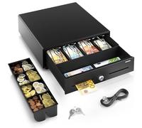 ACROPAQ Tiroir caisse - Compatible avec caisse enregistreuse RJ11, 4 compartiments monnaie & 8 billets, (34 x 33 x 10 cm) Boîtier en métal robuste - Caisse