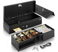 ACROPAQ Tiroir caisse Fliptop - Compatible avec caisse enregistreuse RJ11, 6 compartiments monnaie & 8 billets, Insert amovible, (46 x 18 x 10 cm) Boîtier en métal robuste - Caisse