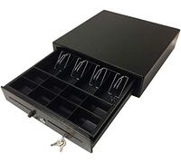 ACROPAQ Tiroir Caisse par pression - Ouverture par bouton-poussoir, 41 x 41 cm, Avec 8 compartiments billets / 4 monnaies - Caisse Monnaie, Caisse, Tiroir Caisse Monnaie - Noir - AC410PBK