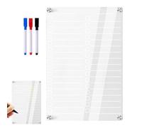 Acrylic Magnetic Dry Erase Board for Fridge - Clear Planner Board for Refrigerator | Reusable Transparent Boards | Acrylic Marker Planning Boards with 3 Color Markers fôr Grocery