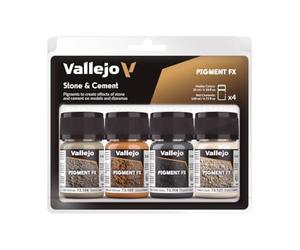 Acrylicos Vallejo Lot de 4 pigments pour pierre et ciment 35 ml