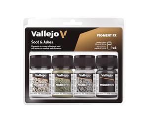Acrylicos Vallejo Lot de 4 pigments « Soot & Ashes » 35 ml