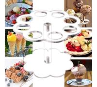 Acrylique Glace Gaufrier 8 Trous Amovible pour Support Transparent pour Gâteau Bonbons Buffet Mariage Fête DIY Décoration 15,5 cm (01)