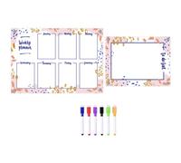 Acrylique Tableau Planning Magnétique Effaçable, pour Réfrigérateur | Organisation Hebdomadaire, Écriture Fluide et Nettoyage Facile, Lot Six Marqueurs Blancs, Usage la Cuisine