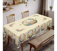 acsewater Nappe de Pâques Ronde Lapins et œufs Ø 180 cm Nappe Florale Lavable résistante à l'eau, décorations de Pâques