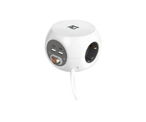 ACT AC2415 - Coupe-circuit - entrée : power CEE 7/7 - connecteurs de sortie : 3 (2 x USB, 2 x USB-C, 3 x alimentation) - 1.5 m cordon - blanc