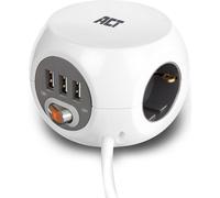 ACT Prise cubique triple avec 3 ports USB, 1,5 m AC2405
