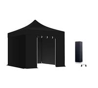 ACTIEXPRESS Pack Promo Tente Pliante, Barnum Pliant, Tonnelle 3x3m Aluminium 50mm Bâche 300g/m² + Bâches d'entourage (Noir)