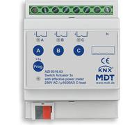 Actionneur de commutation MDT triple, 4TE, REG, 16/20 A, 230 V CA, avec compteur d'énergie active, 1 pièce.