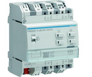 Actionneur KNX Secure 4 sorties volets et stores à bannes pour moteur 6A/24VDC - HAGER TYAS624D