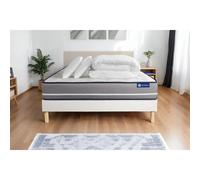 Pack prêt a dormir matelas a memoire ACTIMEMO PUR 140x200cm 3zones de confort + sommier KIT blanc + 2 oreillers + couette
