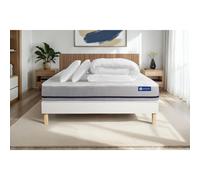 Pack prêt a dormir matelas 140x200 ACTIFLEX SOFT 3zones de confort + sommier KIT blanc + 2 oreillers + couette