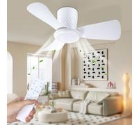 activeallbrite Ventilateur de plafond, 15W LED, moteur DC 20W, 6 vitesses, ultra silencieux, fonction été-hiver, minuteur, 3 températures de lumière, Ø71cm.