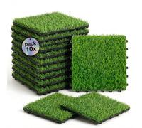 ActivoTex Dalles Terrasse Gazon Artificiel 30x30 cm Lot de 10 - Dalle Clipsable Exterieur, Dalles Clipsables Exterieur pour Sol Balcon, Terrasse, Patio et Jardin