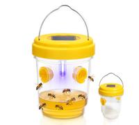 ACTOYS 2Pcs Piege a Frelon Exterieur avec Lumière, Lampes LED pour Piégeage de Guêpes, Piege a Guepe et Frelon, Piège à Guêpes Solaire, Piege a Frelon Exterieur avec Lumière