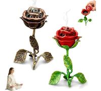 ActSo Brûleur d'encens Vintage en Forme de Rose,brûleur d'encens Vintage Rose,Porte-encens rétro en métal pour décoration de Chambre, pour la méditation, Le Yoga, Le Bureau, Cadeau Romantique B)