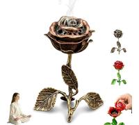 ActSo Brûleur d'encens Vintage en Forme de Rose,brûleur d'encens Vintage Rose,Porte-encens rétro en métal pour décoration de Chambre, pour la méditation, Le Yoga, Le Bureau, Cadeau Romantique (B)