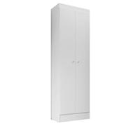 ACTUAL DIFFUSION Armoire Multifonctions Blanche 2 Portes 5 Niches 6 Étagères L 63 H 180 P 35 cm pour Bureau Buanderie Chambre Garage