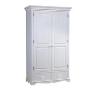 ACTUAL DIFFUSION Armoire Penderie Blanche 2 Portes 2 Tiroirs 6 Niches L 114.5 H 195 P 54 cm